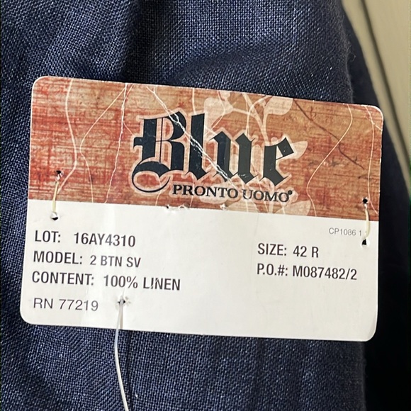 Blue Linen Blazer Jacket Size 42R 100% Linen NWT 42 R - Picture 5 of 11
